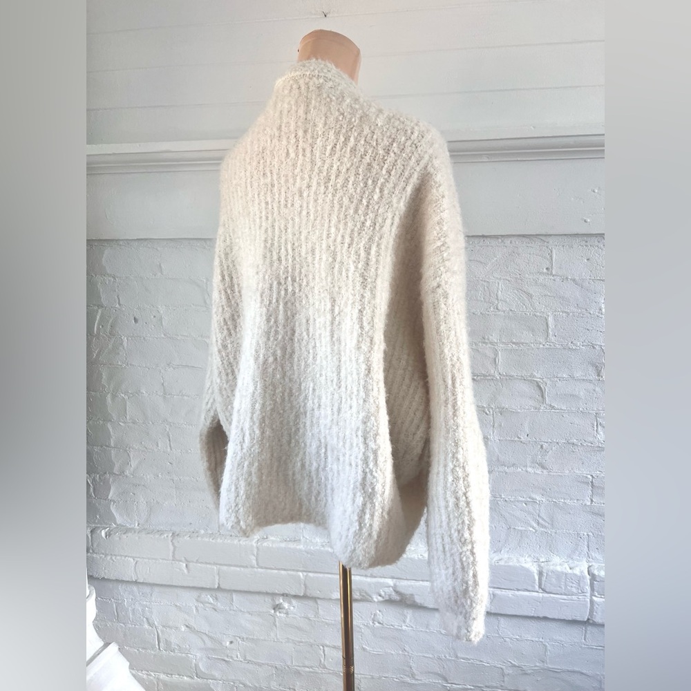 Anthropologie Grade and Gather Curly Yarn Open Cardigan Cream Oversized Sweater - Picture 4 of 12